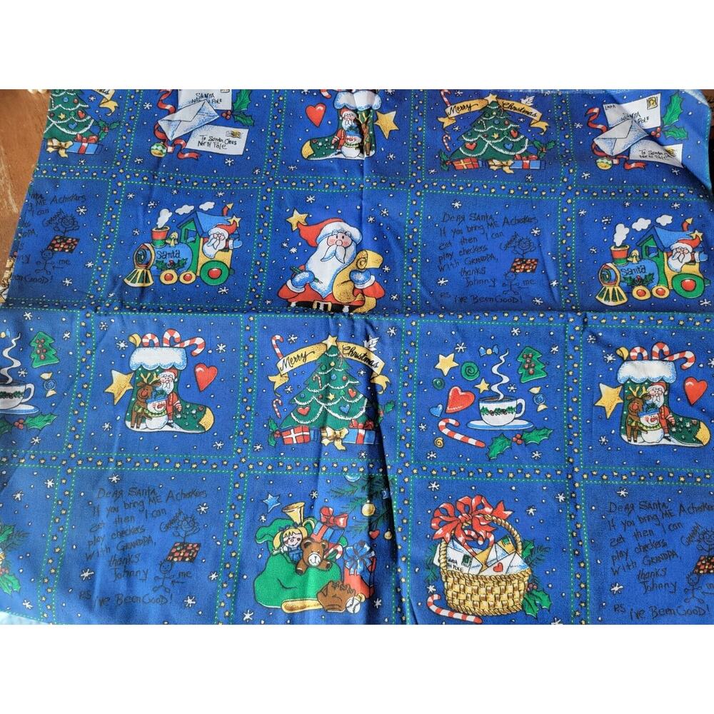 Christmas Cotton Quilt Fabric Blue Santa Possibilities for Henry Glass 2 yards